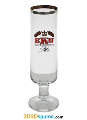 Copa vintage EKU “Echt Kulmbacher Pils” con ribete plateado años 70 80 2