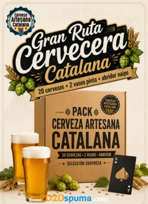 Pack cerveza 'Gran Ruta Cervecera Catalana – 20 cervezas + 2 vasos + abridor naipe'