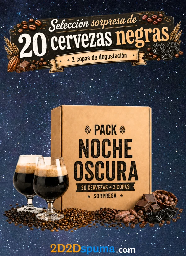 Pack cervezas 'Noche Oscura' - 20 cervezas negras + 2 Copas de degustación