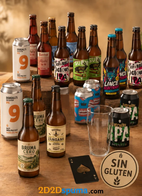 Pack sin gluten Explorador 18 cervezas sin gluten, 2 hidromieles, vaso y abridor