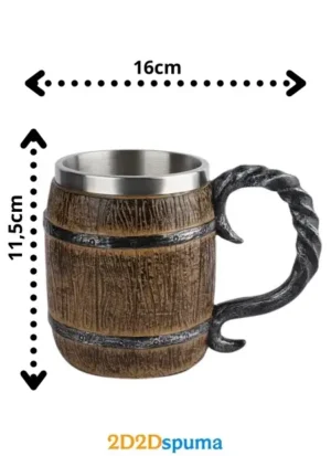 Jarra de cerveza de metal y madera 45cl