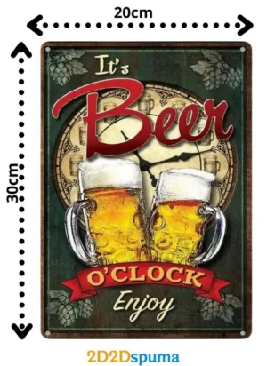 Placa cerveza de metal ES HORA DE LA CERVEZA