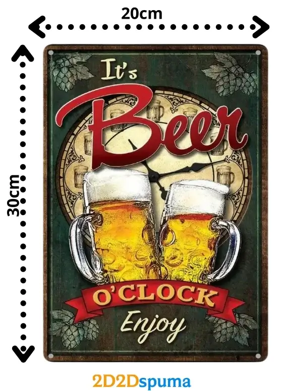 Placa cerveza de metal ES HORA DE LA CERVEZA