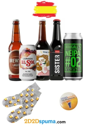 Comprar pack de 5 Cervezas Artesanas EspaƱolas + Abridor MagnƩtico + calcetines cerveceros