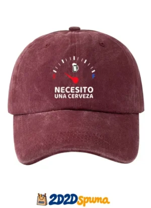 Gorra cervecera 'Necesito cerveza' borgoña