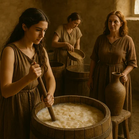Las mujeres elaborando cerveza