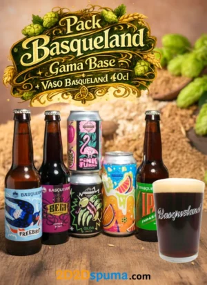Pack cervezas Basqueland Gama base + vaso Basqueland 40cl